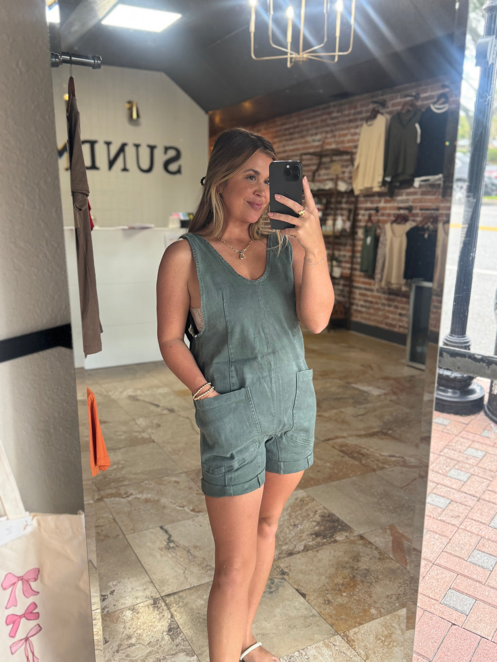 Sage adjustable Romper